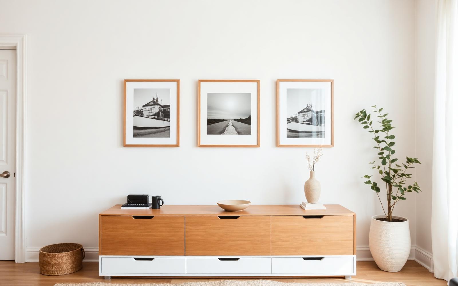 Wanddecoratie zonder galeriegevoel: schaal, ritme, hoogte.
