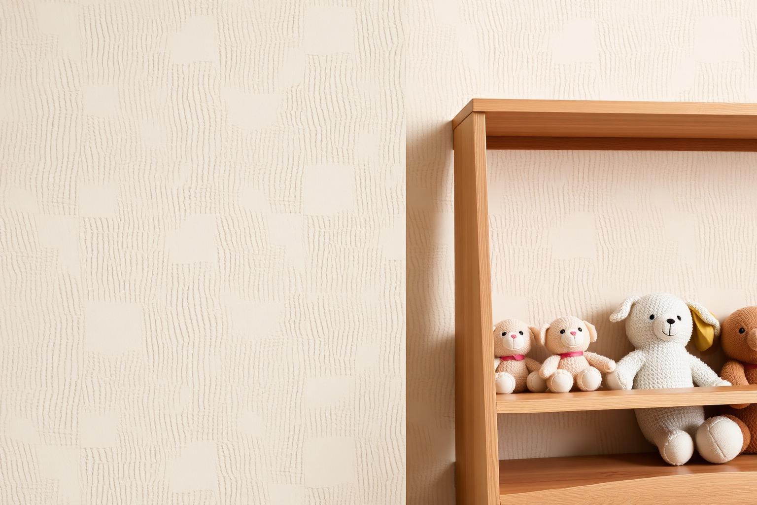Kinderkamer met botanisch behang en houten meubels